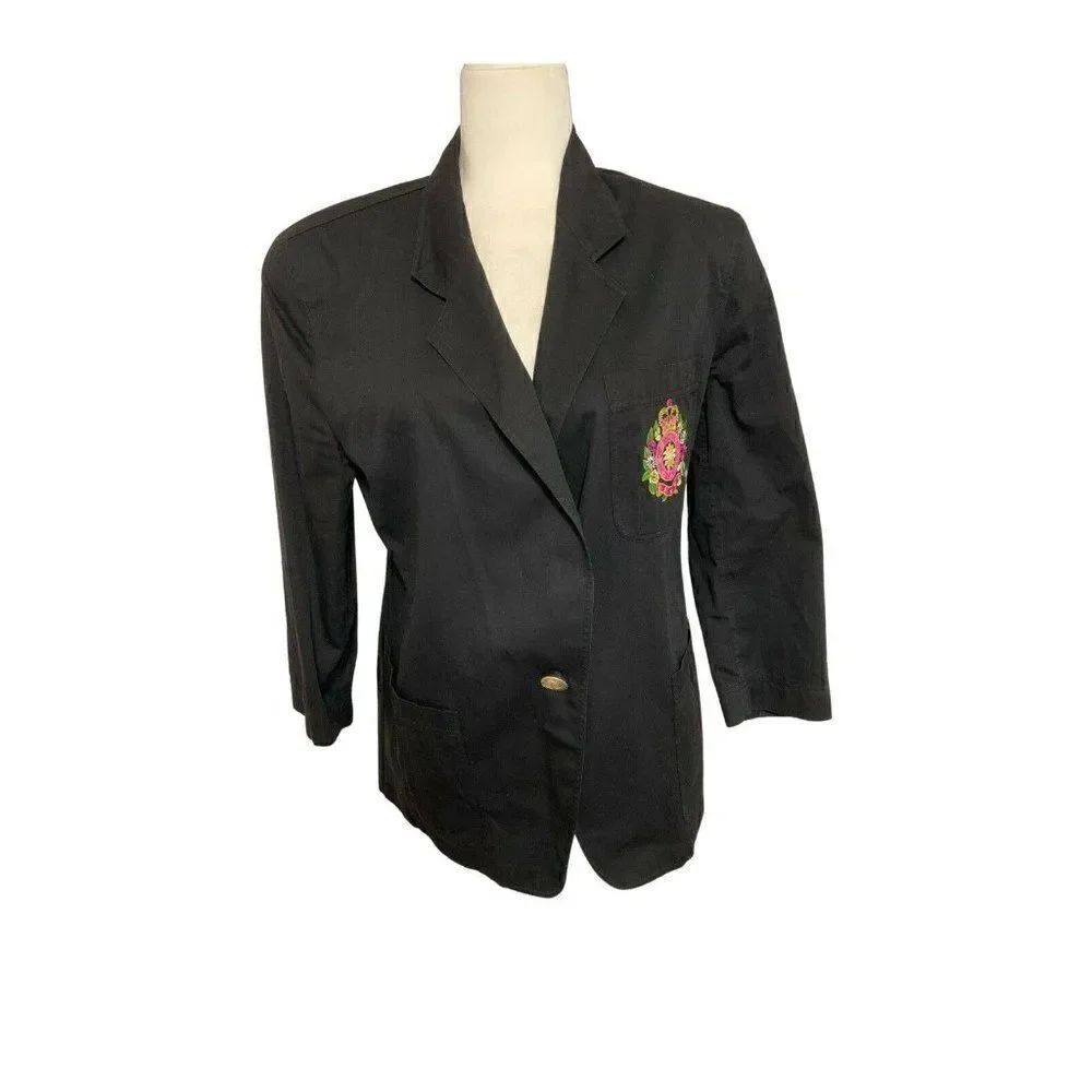 gy due womens black long sleeve blazer jacket large xl italy